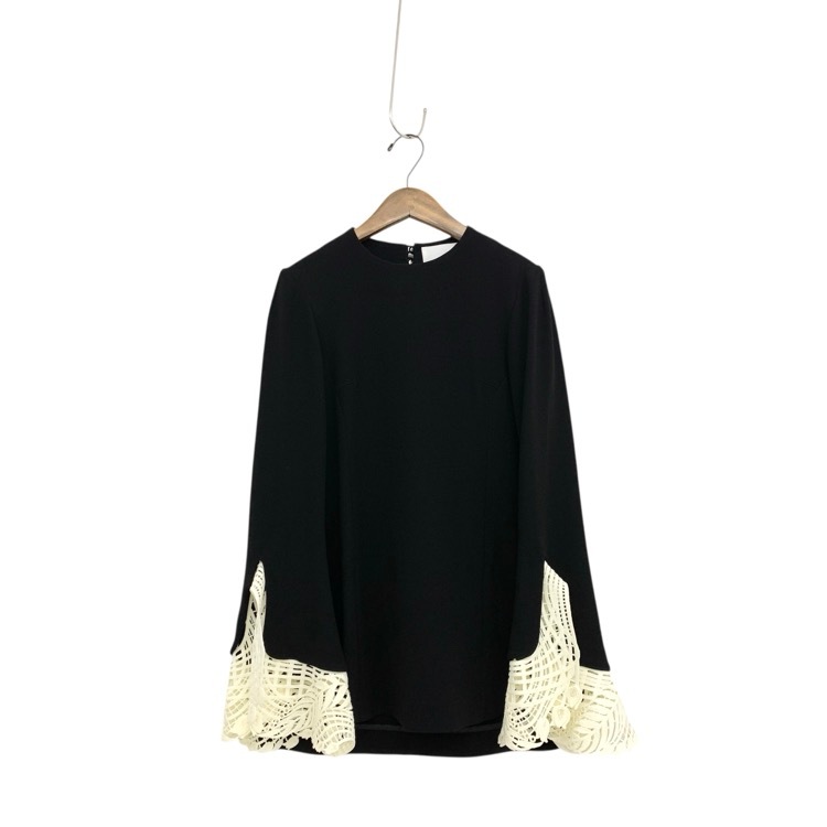 Mame Kurogouchi マメクロゴウチ Embroidered Cuff Top コード刺繍レースカフスブラウス ブラック 1 MM20FW-SH033