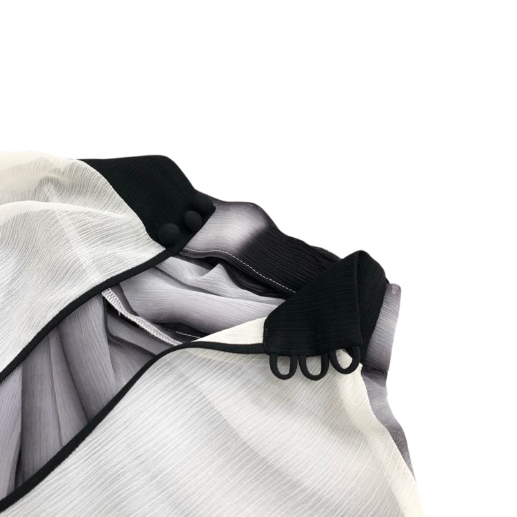 Mame Kurogouchi マメクロゴウチ "Itajime Shibori"Chiffon Blouse 板締め絞りシフォンブラウス ホワイト×ブラック 1 MM21FW-SH008