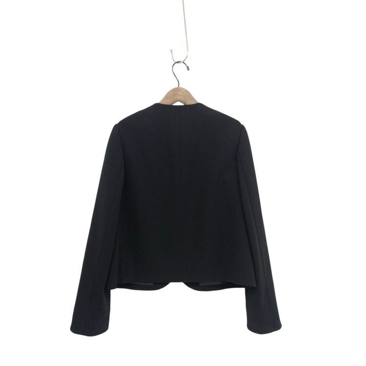 2025AW Mame Kurogouchi マメクロゴウチ Acetate Polyester Collarless Short Jacket くるみボタンショートジャケットブラック 3 MM25FW-JK118