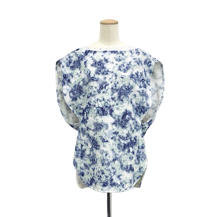 2024SS Mame Kurogouchi マメクロゴウチ Floral Flock Printed Fleece Lining Sleeveless Top ジャガード裏毛スウェット 2 MM24SS-JS072