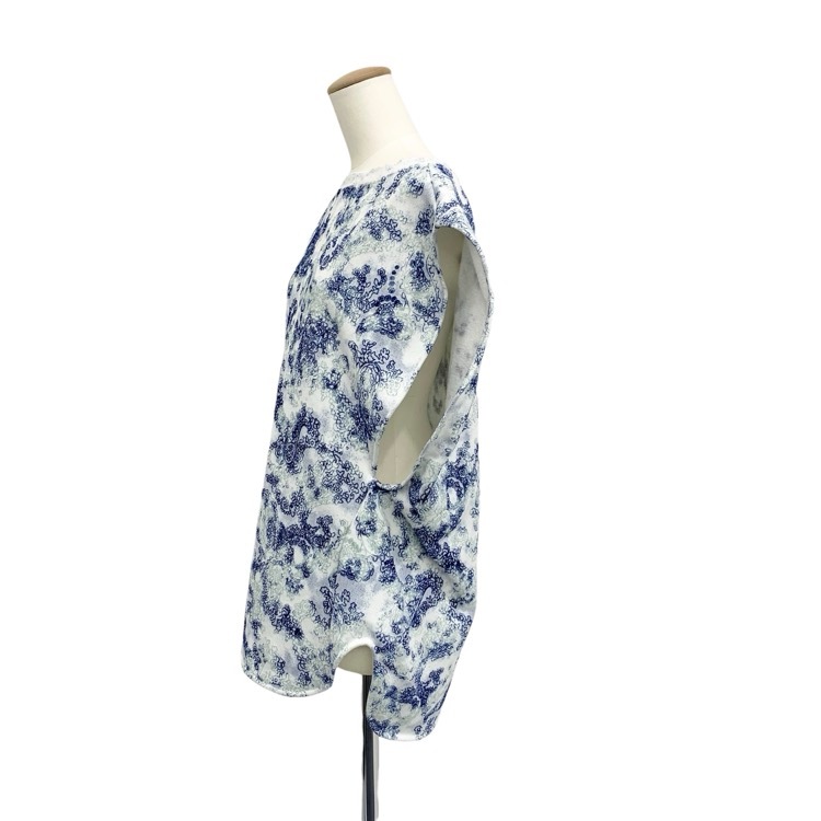 2024SS Mame Kurogouchi マメクロゴウチ Floral Flock Printed Fleece Lining Sleeveless Top ジャガード裏毛スウェット 2 MM24SS-JS072