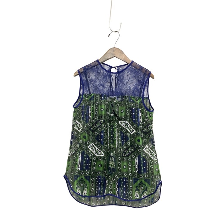 Mame Kurogouchi マメクロゴウチ Stained Glass Printed Top ステンドグラスレースシアートップス グリーン 2 MM20PF-SH703
