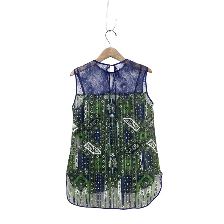 Mame Kurogouchi マメクロゴウチ Stained Glass Printed Top ステンドグラスレースシアートップス グリーン 2 MM20PF-SH703