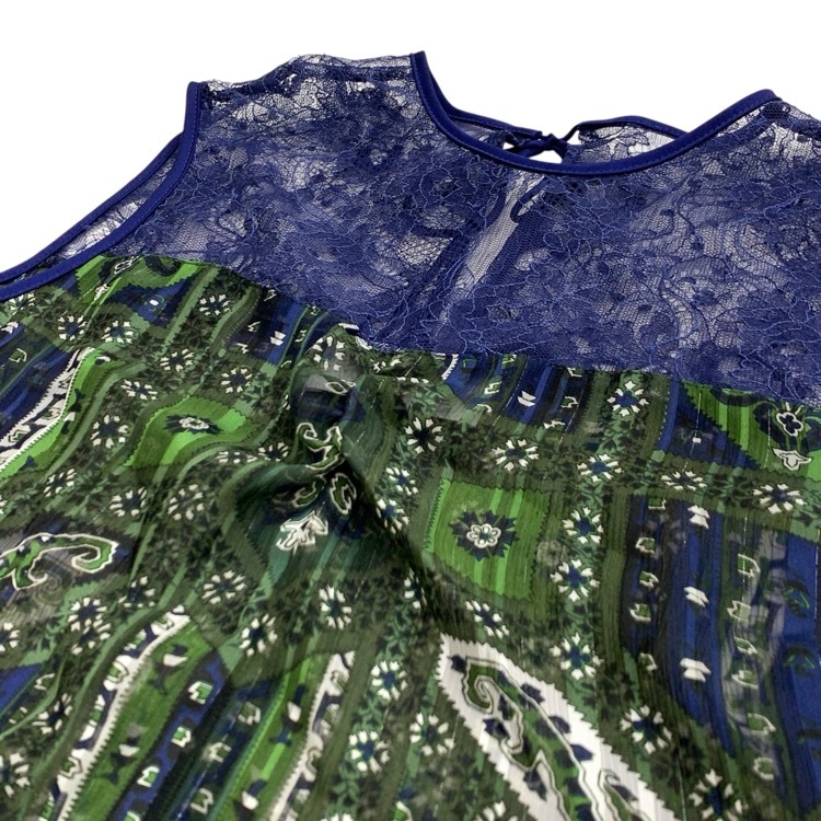 Mame Kurogouchi マメクロゴウチ Stained Glass Printed Top ステンドグラスレースシアートップス グリーン 2 MM20PF-SH703