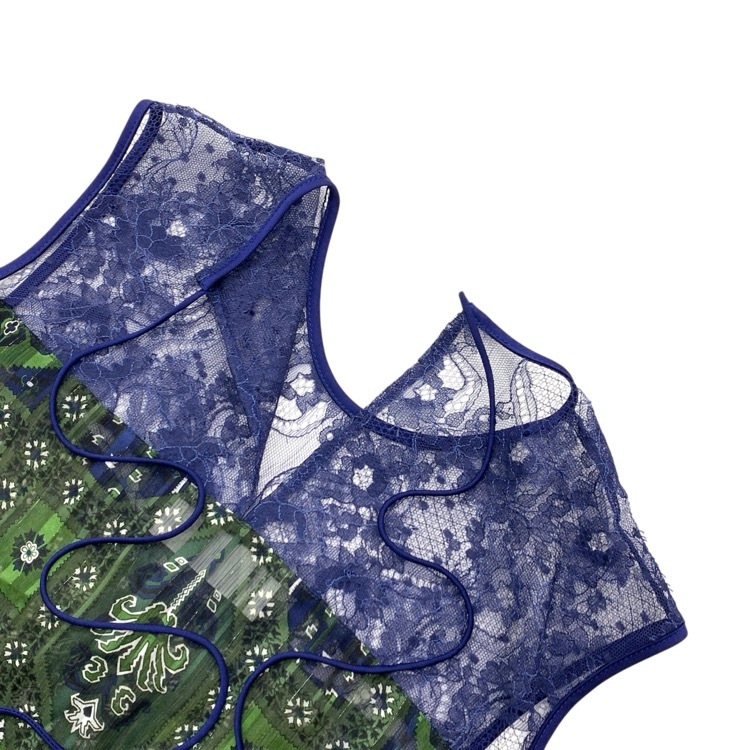 Mame Kurogouchi マメクロゴウチ Stained Glass Printed Top ステンドグラスレースシアートップス グリーン 2 MM20PF-SH703