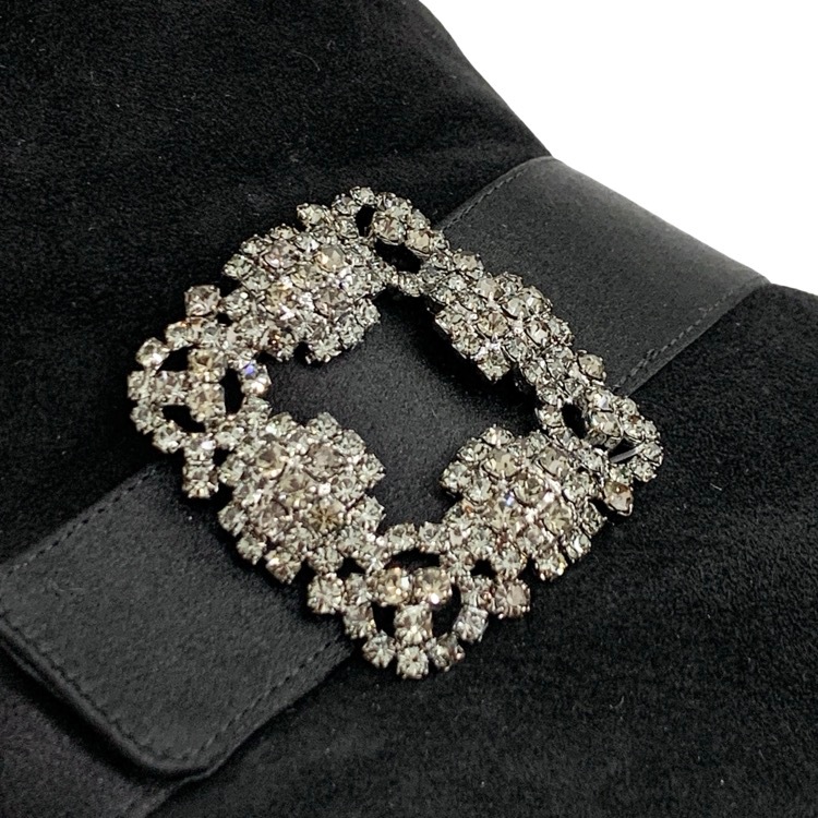 MANOLO BLAHNIK マノロブラニク PLINAIHI ジュエルバックルニーハイブーツ ブラック 38 223-1451-0001