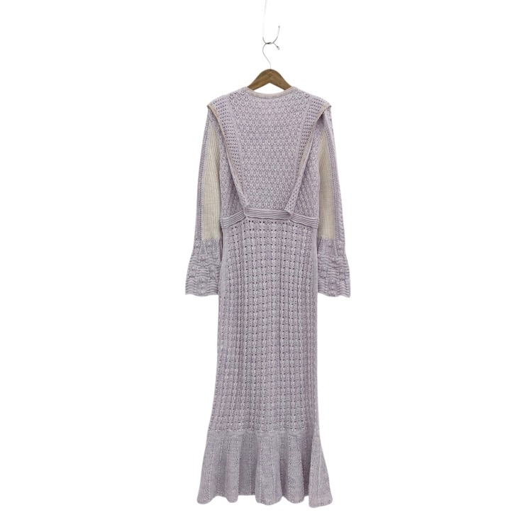 Mame Kurogouchi マメクロゴウチ Openwork Pattern Knitted Dress 透かし柄レースニットドレスワンピース 2 MM24FW-KN076