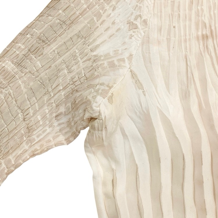 Mame Kurogouchi マメクロゴウチ "Arimatsu Shibori" Ombre Dyed Silk Shirt 有松の絞り染めシルクシャツ ホワイト 2 MM23SS-SH040