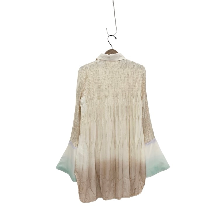 Mame Kurogouchi マメクロゴウチ "Arimatsu Shibori" Ombre Dyed Silk Shirt 有松の絞り染めシルクシャツ ホワイト 2 MM23SS-SH040