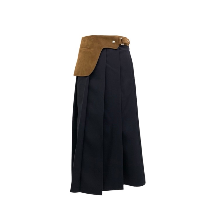 THE RERACS ザ リラクス ASYMMETRY BIG PLEATS FLAP SKIRT ビッグプリーツスカート 36 23SS-RESK-147L