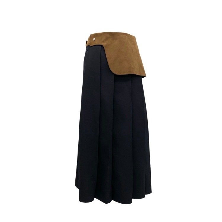 THE RERACS ザ リラクス ASYMMETRY BIG PLEATS FLAP SKIRT ビッグプリーツスカート 36 23SS-RESK-147L