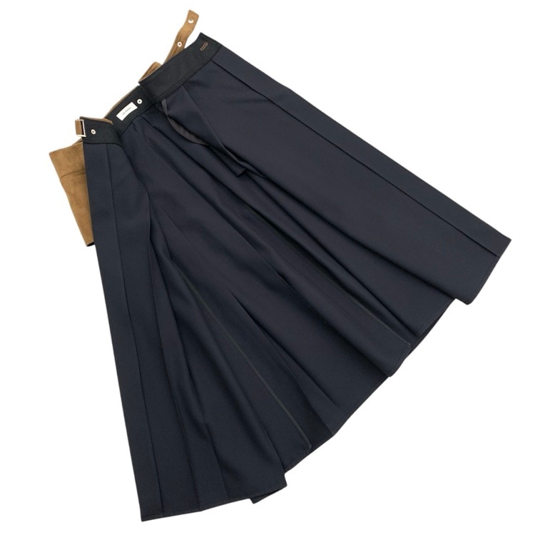 THE RERACS ザ リラクス ASYMMETRY BIG PLEATS FLAP SKIRT ビッグプリーツスカート 36 23SS-RESK-147L