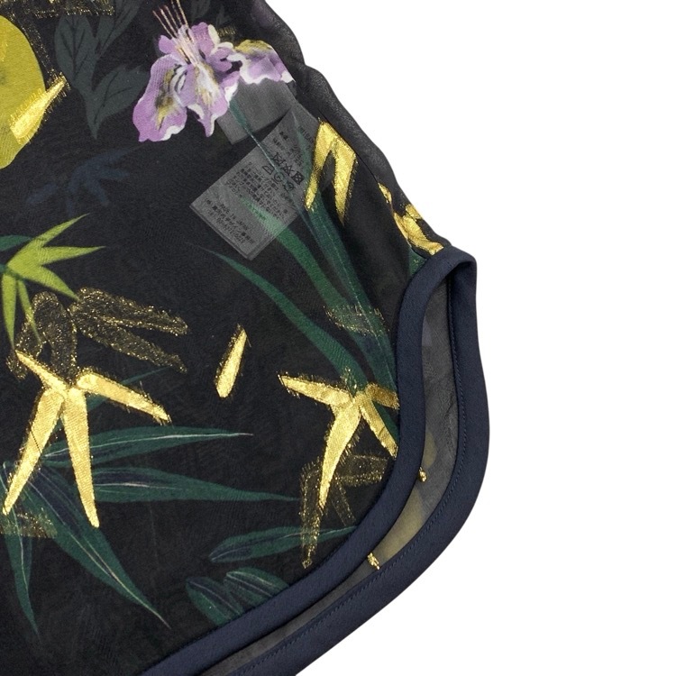 Mame Kurogouchi マメクロゴウチ Floral Lame Print Tops フローラルラメプリントブラウス ブラック×ネイビー 2 MM18AW-SH048