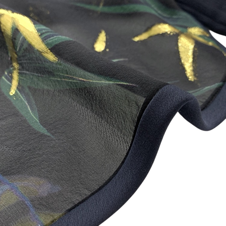 Mame Kurogouchi マメクロゴウチ Floral Lame Print Tops フローラルラメプリントブラウス ブラック×ネイビー 2 MM18AW-SH048