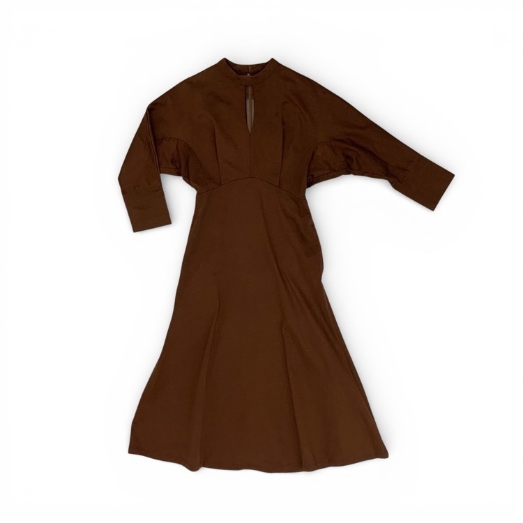 Mame Kurogouchi マメクロゴウチ Cotton Jersey Dress コットンジャージーワンピース ブラウン 1 MM21PF-JS721