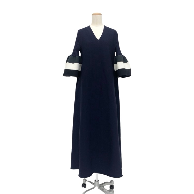 CFCL シーエフシーエル POTTERY SHORT BELL SLEEVE FLARE DRESS ポッタリーフレアニットワンピース シャドーグレーマルチ 3 CF007KH049