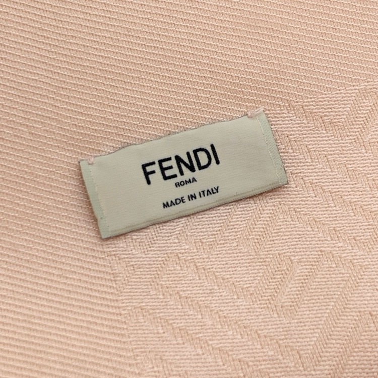 FENDI フェンディ ズッカ柄  カシミヤ・シルク ストール 140cm ピンクベージュ
