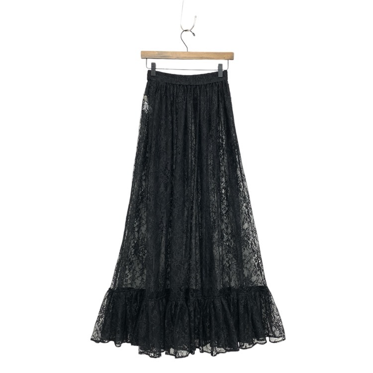 未使用品 24AW FUMIE=TANAKA フミエタナカ HEME LACE FRILL SK ヘムレース フリルスカート マキシ丈 ブラック 1 F24A-42