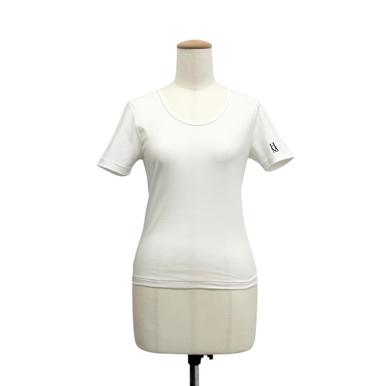 24SS HARUNOBUMURATA ハルノブムラタ JAM TIGHT FIT HM LOGO T-SHIRT ロゴTシャツ カットソー ホワイト 36 HM24S910-AGI07