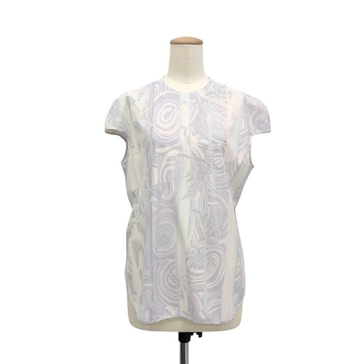 未使用品 2026SS Mame Kurogouchi マメクロゴウチ Marble Print Jersey Short Sleeve Top マーブルプリント パープル 3 MM26SS-JS059