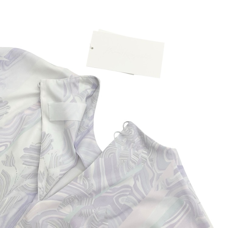 未使用品 2026SS Mame Kurogouchi マメクロゴウチ Marble Print Jersey Short Sleeve Top マーブルプリント パープル 3 MM26SS-JS059