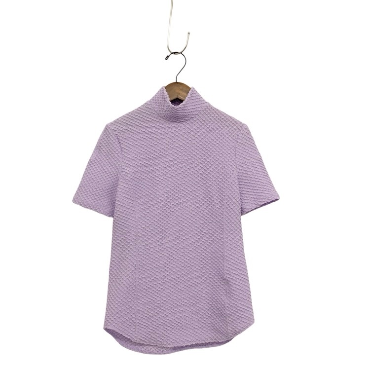 Mame Kurogouchi マメクロゴウチ Shirring Jersey Jacquard High Neck Top 天竺ジャカードハイネックトップス パープル 2 MM25SS-JS027