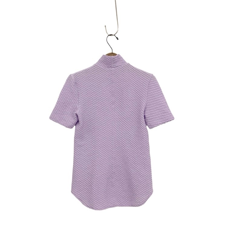 Mame Kurogouchi マメクロゴウチ Shirring Jersey Jacquard High Neck Top 天竺ジャカードハイネックトップス パープル 2 MM25SS-JS027