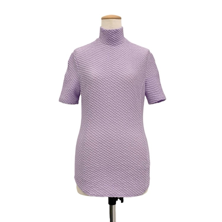 Mame Kurogouchi マメクロゴウチ Shirring Jersey Jacquard High Neck Top 天竺ジャカードハイネックトップス パープル 2 MM25SS-JS027