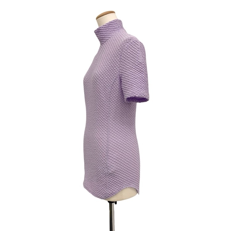 Mame Kurogouchi マメクロゴウチ Shirring Jersey Jacquard High Neck Top 天竺ジャカードハイネックトップス パープル 2 MM25SS-JS027