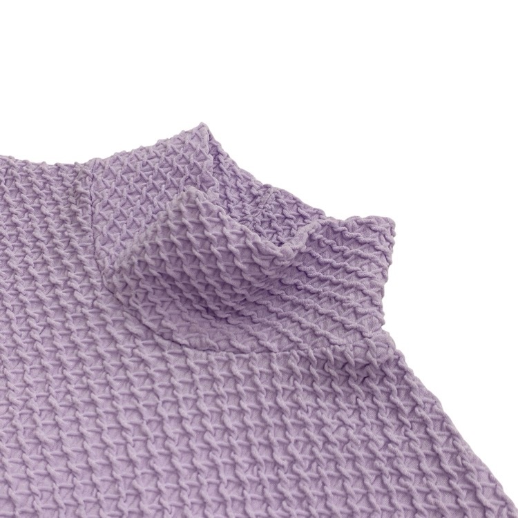 Mame Kurogouchi マメクロゴウチ Shirring Jersey Jacquard High Neck Top 天竺ジャカードハイネックトップス パープル 2 MM25SS-JS027