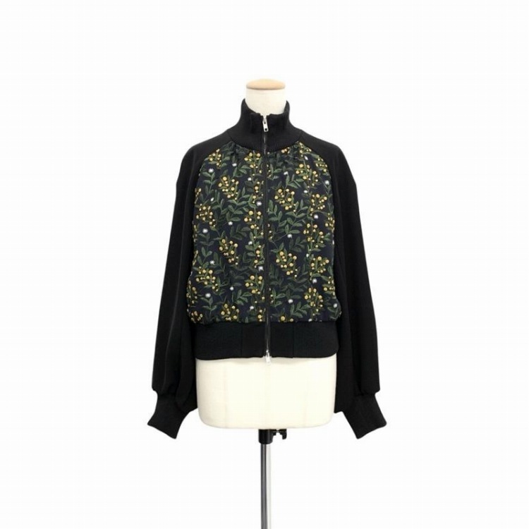 LOKITHO ロキト EMBROIDERY COMBI BLOUSON エンブロイダリーコンビブルゾン 刺繍ジップアップジャケット ブラック×イエロー 2 LKF333-B2