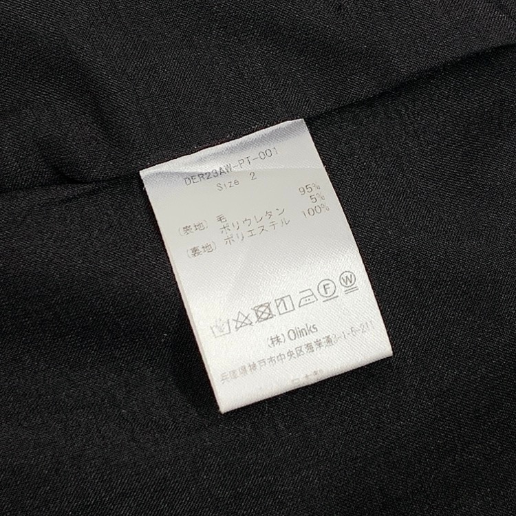 deres デレス Sophia ドレープパンツ ブラック 2 DER23AW-PT-001