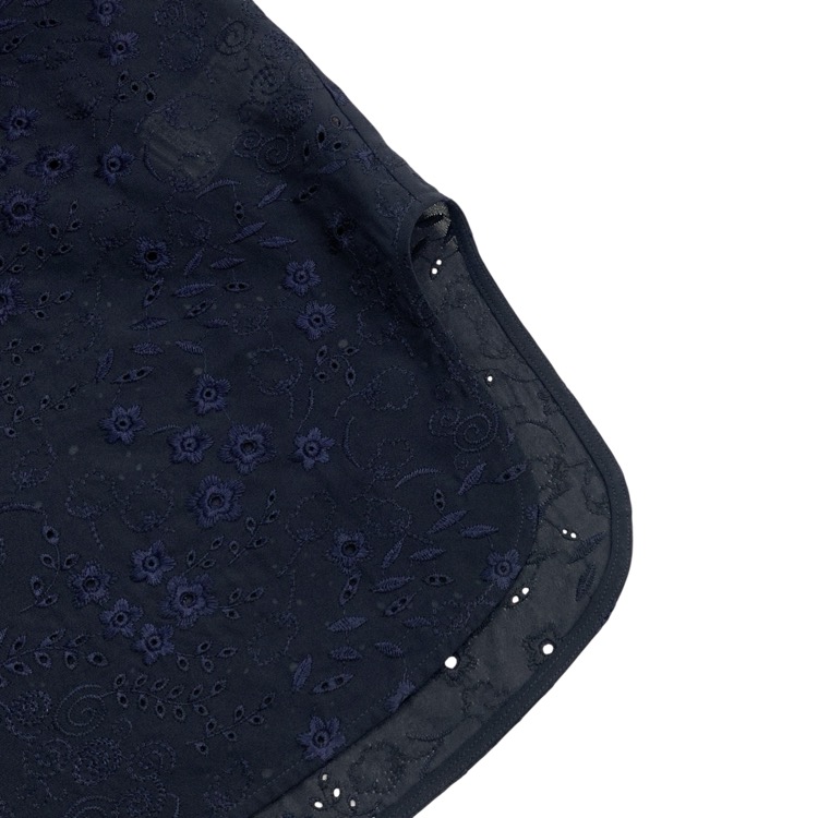 未使用品 2025AW Mame Kurogouchi マメクロゴウチ Triacetate Georgette Floral Embroidery Top 花柄刺繍シフォンブラウス ネイビー 2 MM25FW-SH106