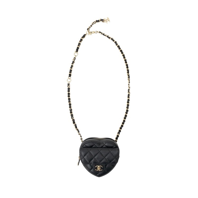CHANEL シャネル ハートウエストバッグ キルティング ブラック ミニ AP2787