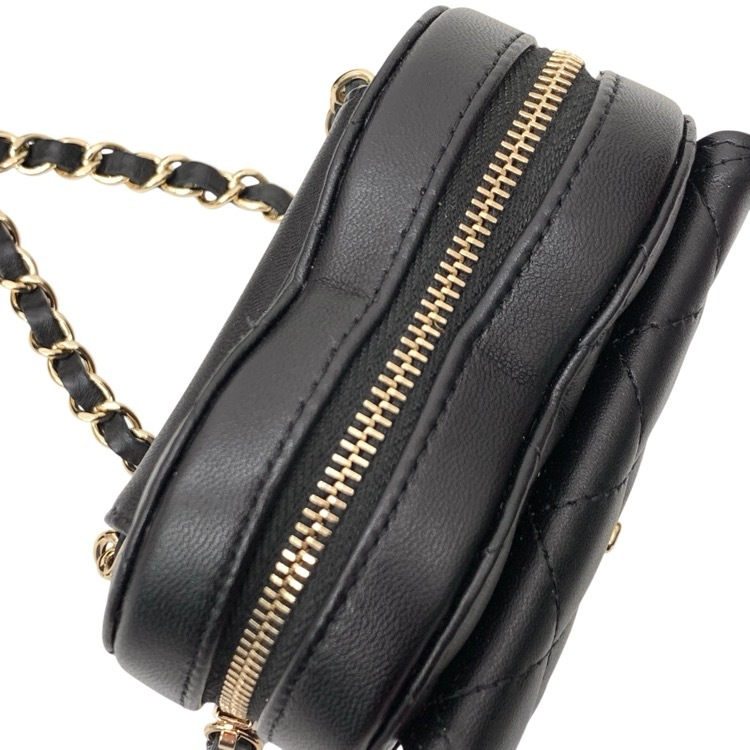 CHANEL シャネル ハートウエストバッグ キルティング ブラック ミニ AP2787