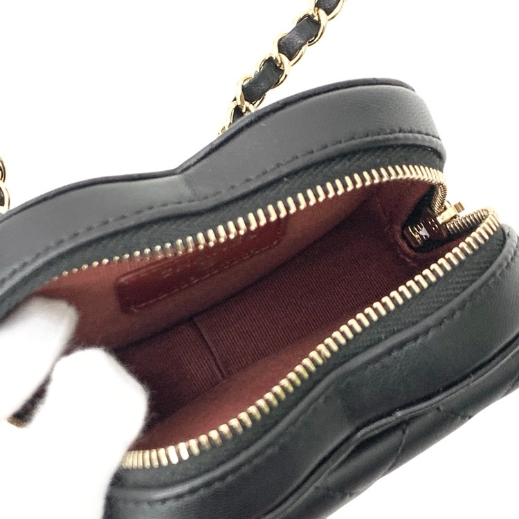 CHANEL シャネル ハートウエストバッグ キルティング ブラック ミニ AP2787
