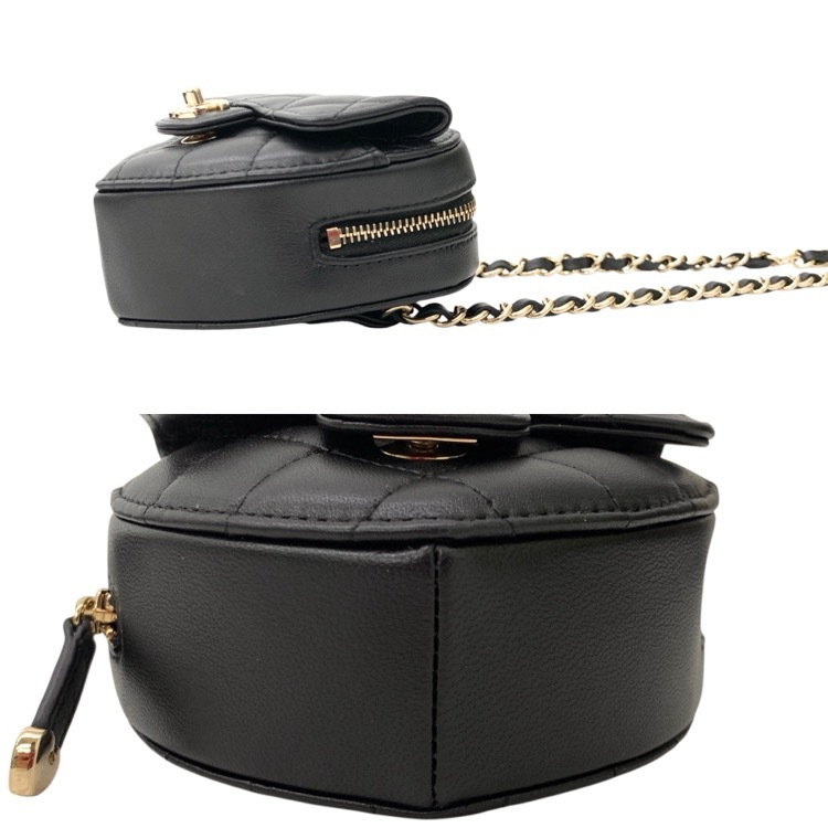 CHANEL シャネル ハートウエストバッグ キルティング ブラック ミニ AP2787