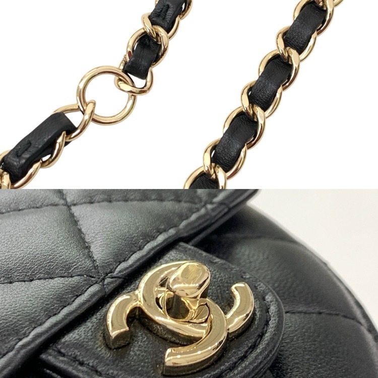 CHANEL シャネル ハートウエストバッグ キルティング ブラック ミニ AP2787