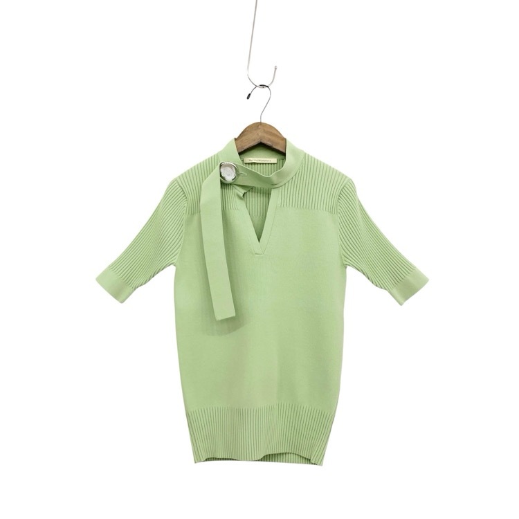 HARUNOBUMURATA ハルノブムラタ NAMIE - KNIT BUTTON TOP ニットボタントップ ミントグリーン 38 HM26S1031-AGI24