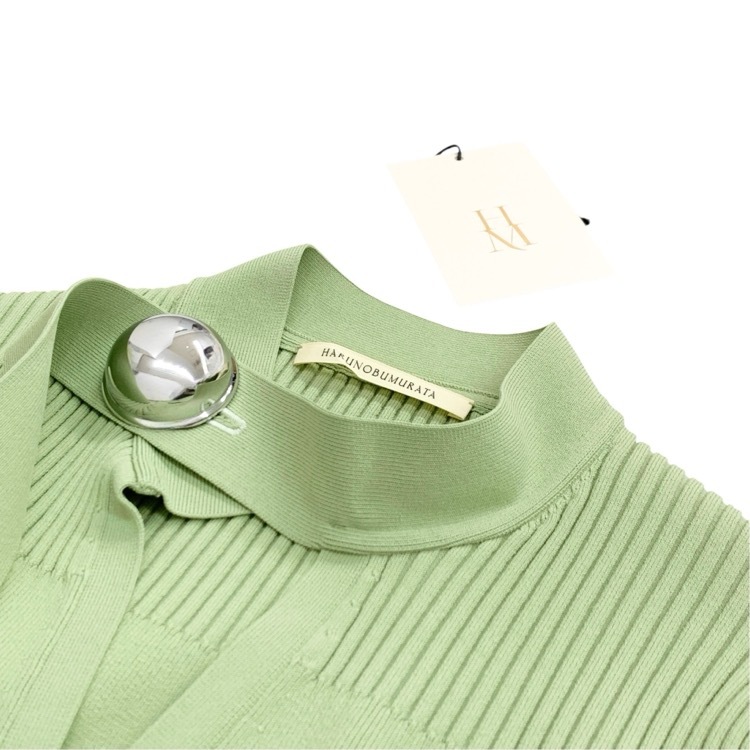 HARUNOBUMURATA ハルノブムラタ NAMIE - KNIT BUTTON TOP ニットボタントップ ミントグリーン 38 HM26S1031-AGI24