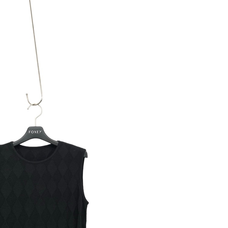 FOXEY フォクシー ダイヤモンドシェイプ ニットトップス ダイヤチェック ニット ブラック 40 39548-KSTFZ