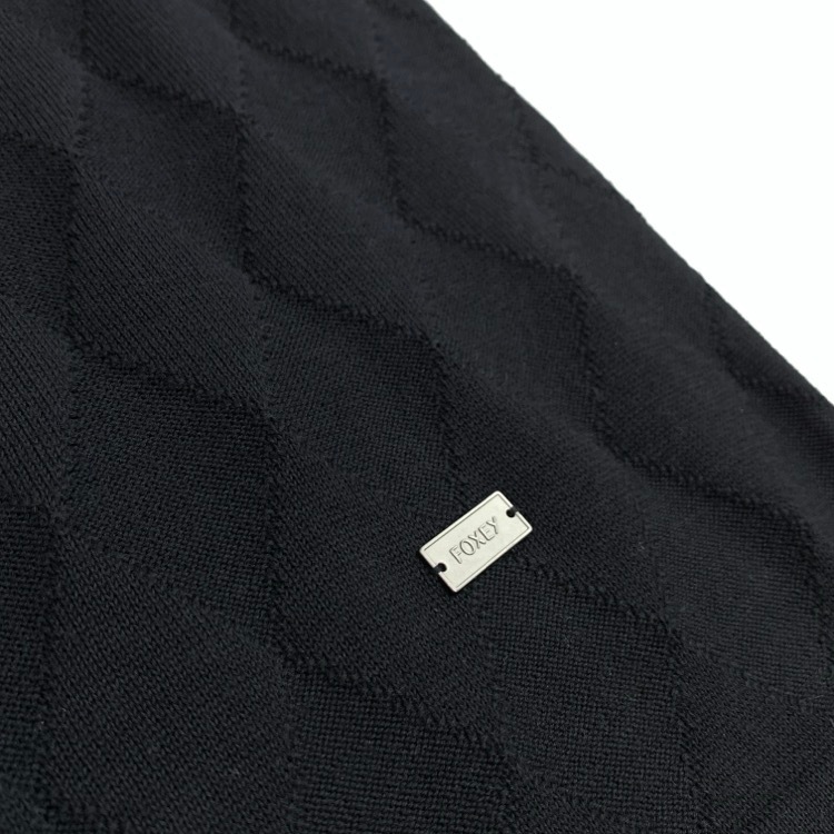 FOXEY フォクシー ダイヤモンドシェイプ ニットトップス ダイヤチェック ニット ブラック 40 39548-KSTFZ
