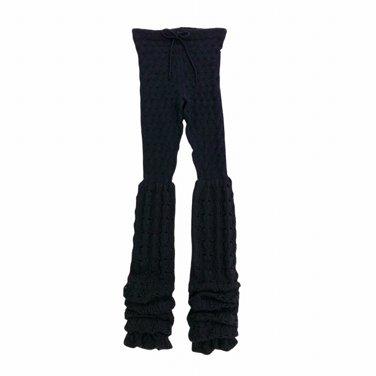 未使用品 2024AW Mame Kurogouchi マメクロゴウチ Openwork Pattern Knitted Loose Leggings 透かし柄レースニットレギンス F MM24FW-AC312