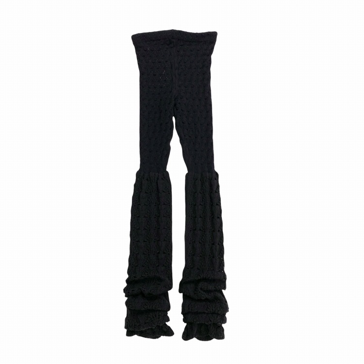 未使用品 2024AW Mame Kurogouchi マメクロゴウチ Openwork Pattern Knitted Loose Leggings 透かし柄レースニットレギンス F MM24FW-AC312