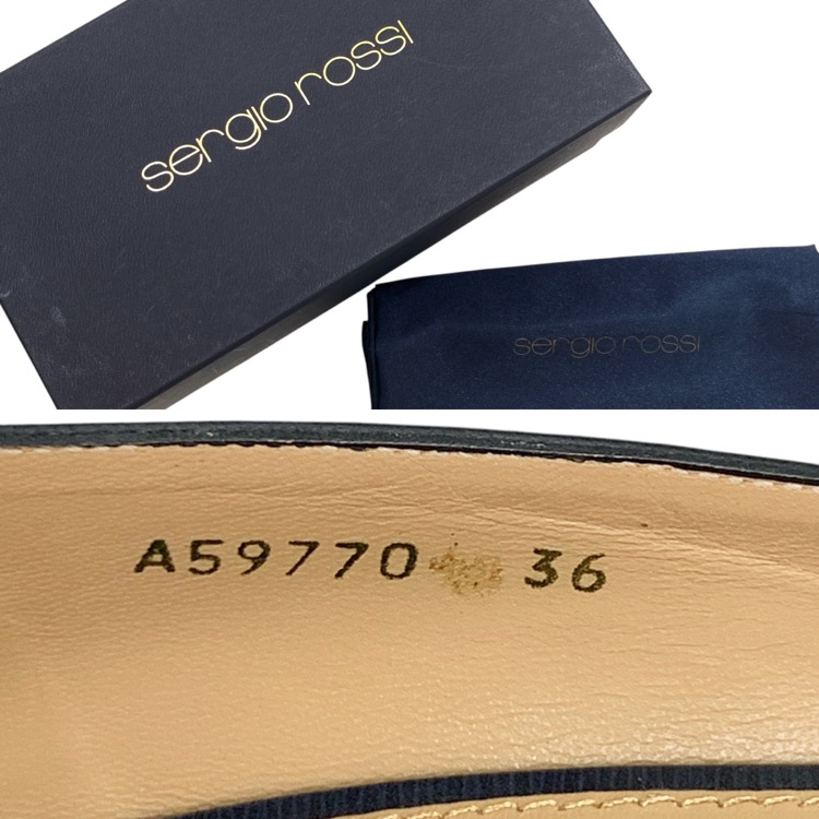 Sergio Rossi セルジオロッシ オープントゥ ウェッジ パンプス ネイビー 36 A59770