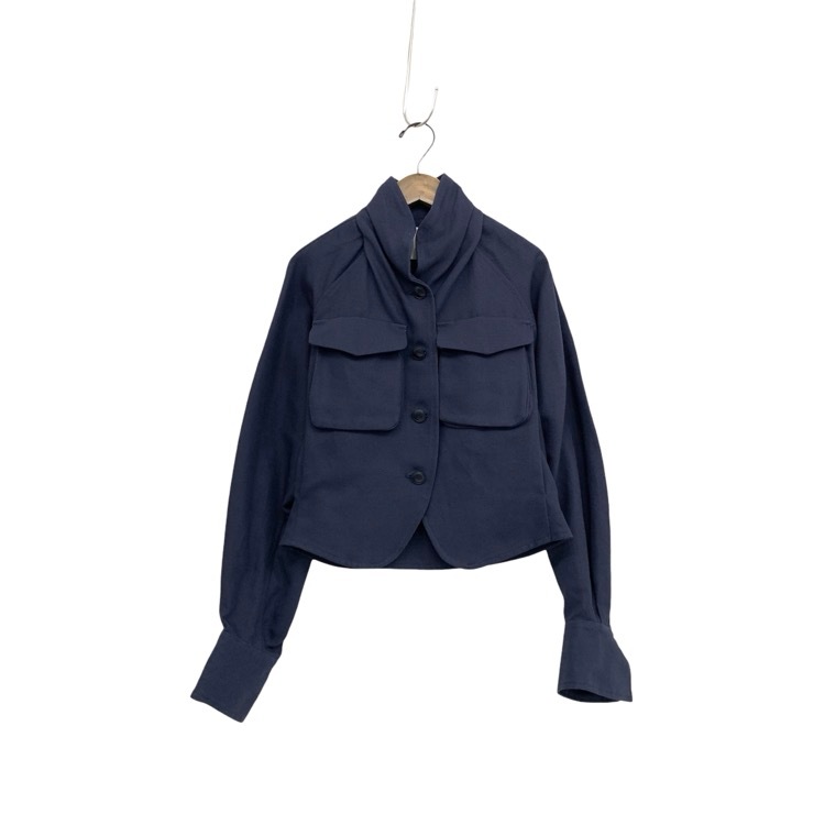 未使用品 Mame Kurogouchi マメクロゴウチ Cotton Linen Twill Short Jacket コットンリネンツイルショートジャケット ネイビー 2 MM23PS-JK711