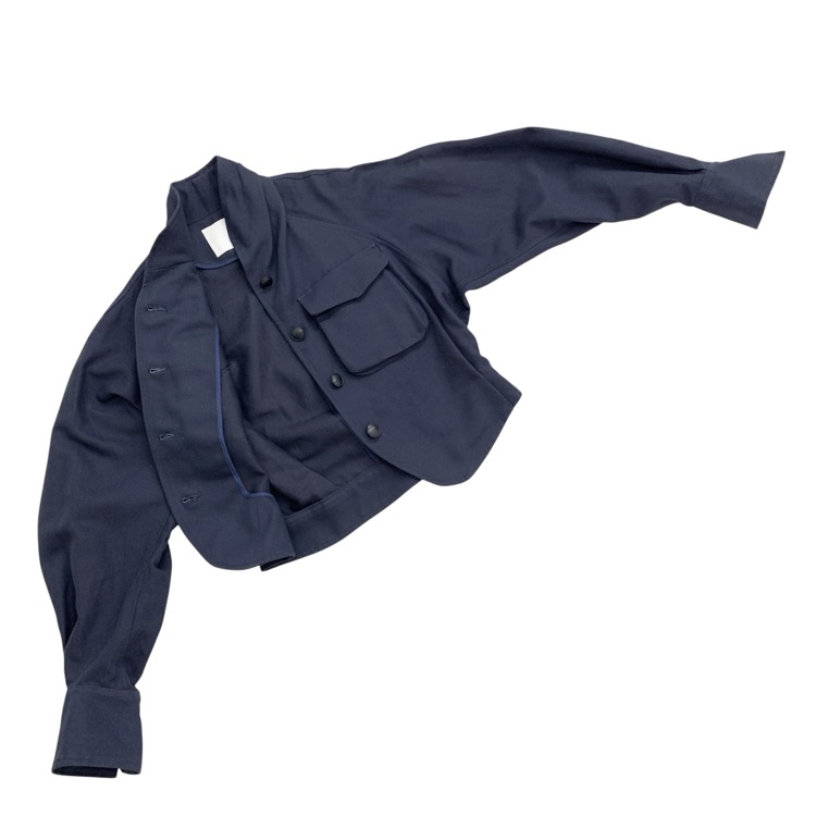未使用品 Mame Kurogouchi マメクロゴウチ Cotton Linen Twill Short Jacket コットンリネンツイルショートジャケット ネイビー 2 MM23PS-JK711