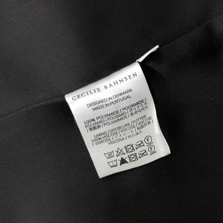 CECILIE BAHNSEN セシリーバンセン ORAH COAT パフスリーブ フローラルアップリケ トサテンレンチコート ブラック 8 3.24OTW20008