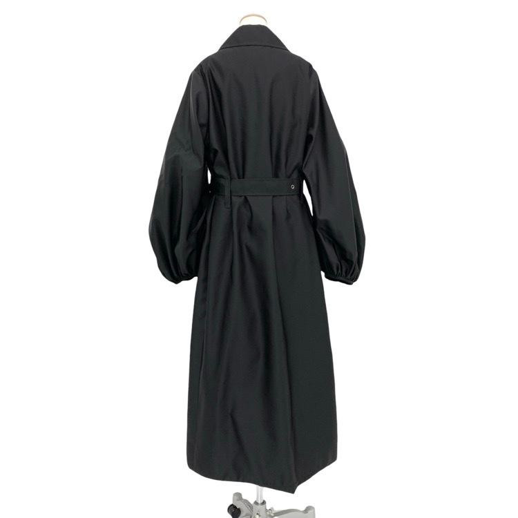 CECILIE BAHNSEN セシリーバンセン ORAH COAT パフスリーブ フローラルアップリケ トサテンレンチコート ブラック 8 3.24OTW20008