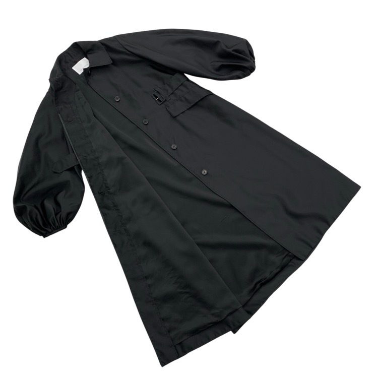 CECILIE BAHNSEN セシリーバンセン ORAH COAT パフスリーブ フローラルアップリケ トサテンレンチコート ブラック 8 3.24OTW20008